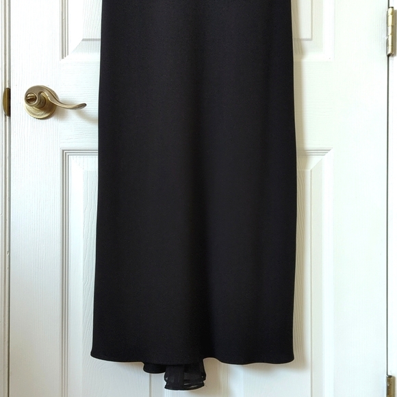 S.L. Fashions 90's Vintage Flutter Sleeve V-neck Midi Sheath Dress Black 10 - Picture 6 of 12